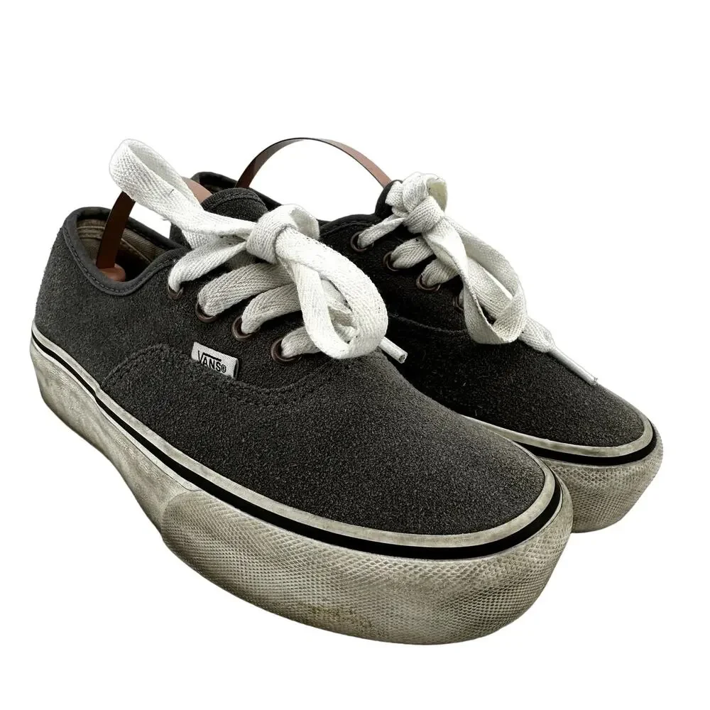 Vans Authentic Suede Platform Sneakers Lace Up Low Top Skater Gray M5 W6.5